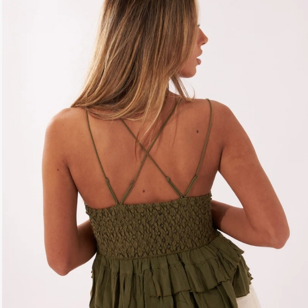 Free People Womens Adella Cami In Olive Sparrow S NWT - Picture 3 of 8